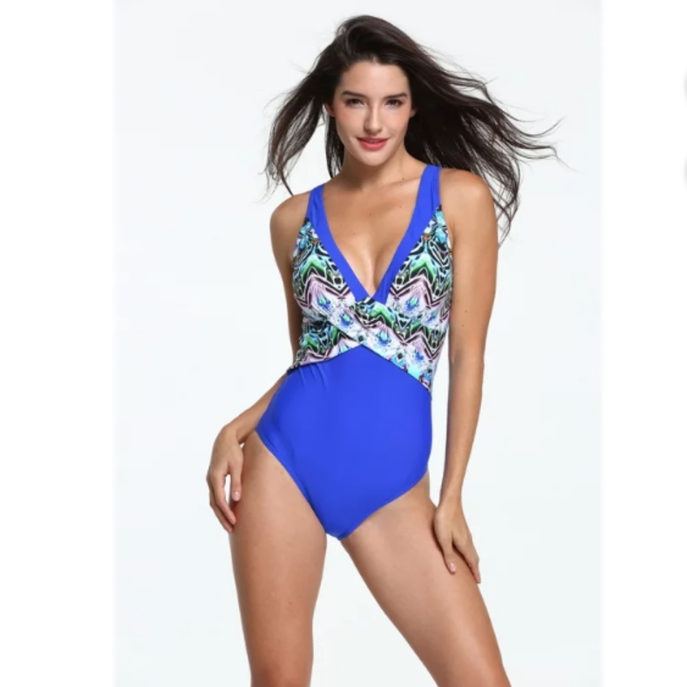 Liora Women's V Neck One Piece Swimsuit Size 18